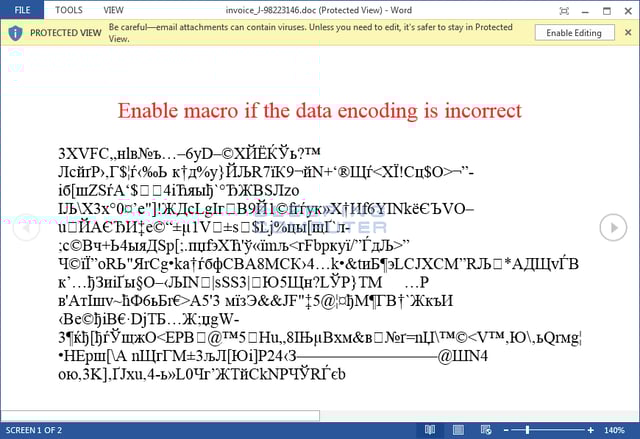 Locky Ransomware Word Document Enable Macros